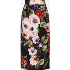 3XL - Women Skirts Dolce & Gabbana Dolce&Gabbana Rose Garden charmeuse midi skirt multicoloured