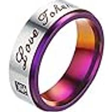 Purple Rings Europeiskt lila par mode färg kärlek lila stål titan diamant parringar ring amerikansk och ring ringar brevringar, a, En