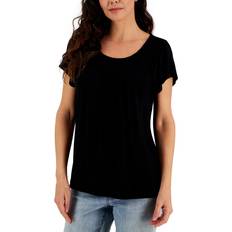 Style & Co Petites Womens Scoop Neck Casual Blouse