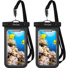 Procase Universal Waterproof Phone Pouch Holder, 7" Underwater Cellphone Dry Bag for iPhone 14 13 Max Mini 12 11 Max Xs XR X 8 7, Galaxy S21 S20 Pixel for Beach Swimming -Black