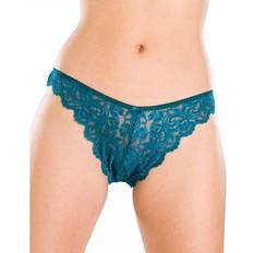 Turquoise Knickers Camille Three Pack Floral Lace Thongs Teal 18-20