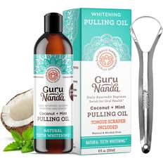 Whitening Mouthwashes GuruNanda Coconut & Peppermint Pulling Oil with Tongue Scraper 237ml