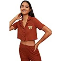 Brown - Women Pyjamas Trendyol Collection Pyjama Set Braun Unifarben für Damen