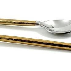 Vibhsa Golden Cut Hammered Dessert Teaspoons