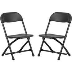 Emma + Oliver 2 Pack Kids Black Plastic Folding Chair