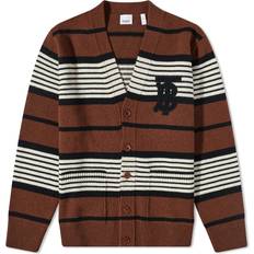 Burberry Men Cardigans Burberry Men's Triple Stripe TB Cardigan Dark Birch Brown Dark Birch Brown