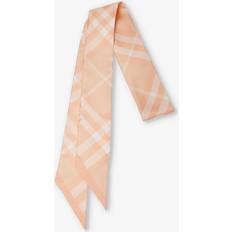 Burberry Scarfs Burberry Womens Peach Check-pattern Silk Scarf