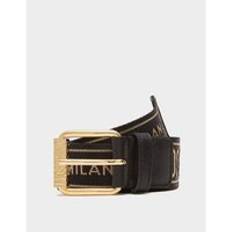 Gold - Men Belts Moschino Men's Mens All Over Logo Print Belt Gold