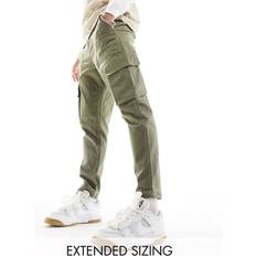 ASOS DESIGN tapered cargo trousers in khaki-GreenW31 L34