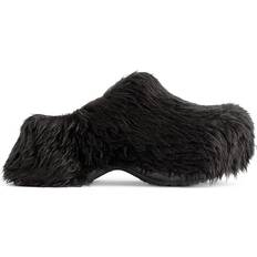 Balenciaga Women Outdoor Slippers Balenciaga X Crocs Mule Fake Fur- Black
