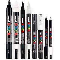 Posca Black & White Fine to Medium Set of 8 Pens PC-5M, PC-3M, PC-1M, PC-1MR