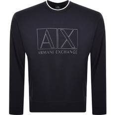 Armani Exchange M Jumpers Armani Exchange Crew Neck Logo Sweatshirt Navy