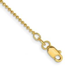 Gold Anklets Primal Gold Karat Yellow 1.2mm Diamond-cut Beaded Chain Anklet