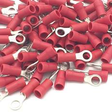 Pepte 4.3mm 100pcs Red Insulated Crimp Ring Terminals Stud Size Connectors