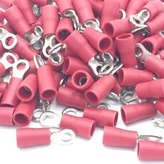 Pepte 3.2mm 100pcs Red Insulated Crimp Ring Terminals Stud Size Connectors