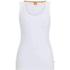 Slim - Women Vests BOSS Stretch-cotton slim-fit vest with ribbed structure White