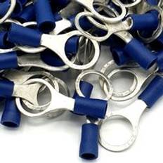 Pepte 10.5mm 100pcs Blue Insulated Crimp Ring Terminals Stud Size Connectors