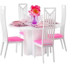 Northix ISO TRADE Doll's House Furniture Set Dining Room Dining Table Chair 38 Pieces 8248, Pink