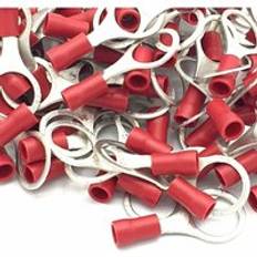 Pepte 12mm 100pcs Red Insulated Crimp Ring Terminals Stud Size Connectors