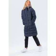 Coats Hype Longline Padded Coat With Fur Navy