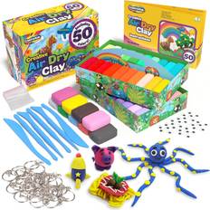 Creative Kids Air Dry Clay Modeling Crafts Super Light Nontoxic 50 Vibrant Colors & 6 Clay Tools STEM Educational DIY Molding Set Easy Instructions – Gift for Boys & Girls 3