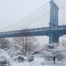 Latitude Run Bridge a Snow Storm Framed Art