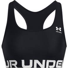 Under Armour Elastane/Lycra/Spandex Bras Under Armour Women's HeatGear Mid Branded Sports Bra Black White