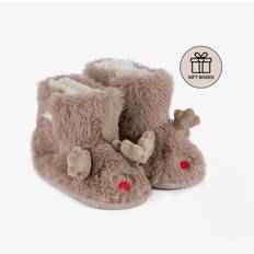 Totes Kids' Fluffy Reindeer Slippers