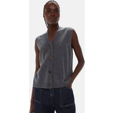 Women - Wool Tank Tops Whistles Wool Button Through Sleeveless Cardigan, Dark Grey