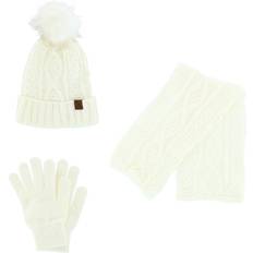 CTM Women's Winter Knit Pom Hat Gloves & Infinity Scarf Set by Noillia