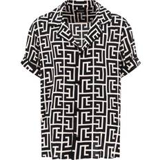 Men - Viscose Shirts Balmain Monogram Shirt - Ivory/Black