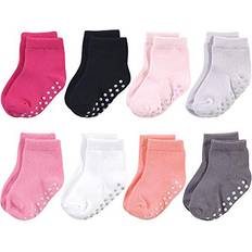 Touched By Nature Touched by Nature Baby Organic Cotton Socks with Non-Skid Gripper for Fall Resistance, Solid Black Pink, 12-24 Months