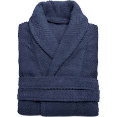 Linum Home Textiles Herringbone Weave Unisex Bathrobe Midnight Blue