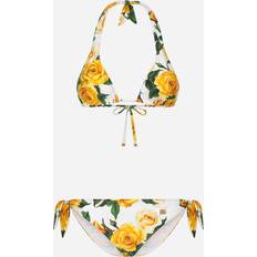 Yellow Bikinis Dolce & Gabbana TRIANG IMB SLIP FIOC