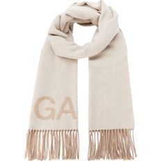 Women - Wool Scarfs Ganni Fringed Wool Scarf - Egret