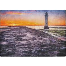 Orange Chopping Boards East Urban Home Tempered Glass Lighthouse with Sunset Chopping Board