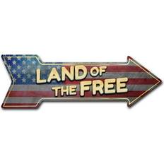 Plastic Wall Decor SignMission Decal-999782_Land Of The Free Arrow Funny 24"" Wall Decor