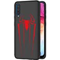 ZhuoFan Samsung Galaxy A30S/Galaxy A50 A50S fodral, telefonskal silikon svart med mönster ultra-smal stötsäker mjuk gel TPU baksida stötfångare hud smartphone röd spindel