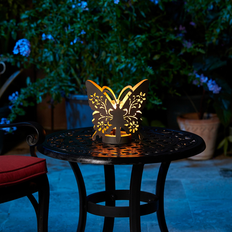 GlitzHome Black/Gold Metal Cutout Butterfly Silhouette Solar