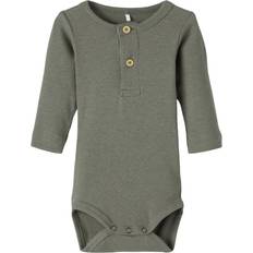 Name It Kab Long Sleeved Rib Romper - Dusty Olive (13198041)