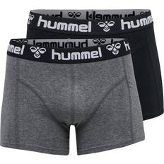 Hummel Men Men's Underwear Hummel Herren HMLMARS 2PACK Boxers, Black/Dark Grey Melange