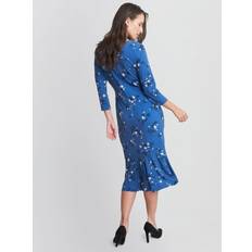 Gina Bacconi Betty Floral Jersey Midi Dress, Blue