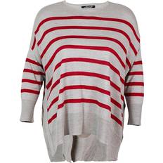 Kiyonna Women's Amoria Drop-Shoulder Striped Sweater Red Hot Stripes Red Hot Stripes