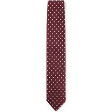 Hugo Boss Red Ties Hugo Boss Silk-jacquard tie with micro pattern- Dark Red Men's Ties