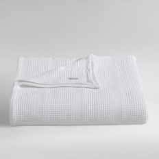 Calvin Klein Waffle Stripe Blankets White