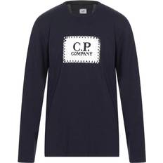 CP COMPANY T-shirts CP COMPANY Block Chest Logo Navy Blue Long Sleeve T-Shirt