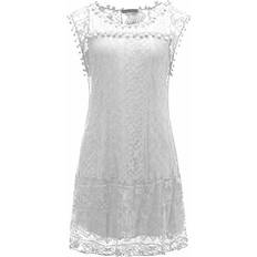 Flo Women's Mini Lace Summer Sleeveless Casual Dress White