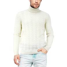 XRay Men's Cable-Knit Turtleneck Sweater Cream