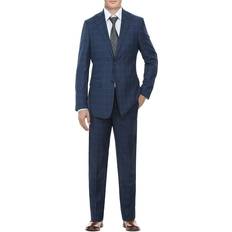 English Laundry Men's Two Button Plaid Suit Blue