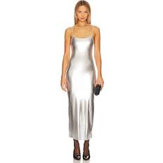 Long Dresses - Silver WeWoreWhat Scoop Maxi Slip Dress in Metallic Silver. XXS, XS, S, L, XL